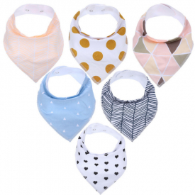 6-pack  Triangle Print Cotton Bibs