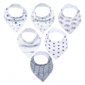 6-pack Star Print Cotton Bibs