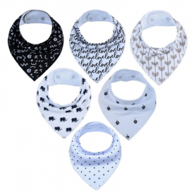 6-pack Elephant Print Cotton Bibs