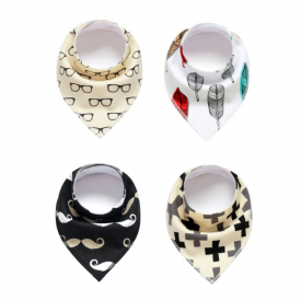 4-pack Bear Print Bibs Set for Baby