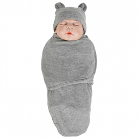 Baby Cotton Swaddle Sleeping Bag and Hat
