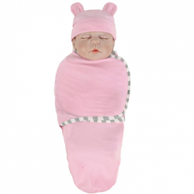 Baby Cotton Swaddle Sleeping Bag and Hat