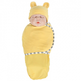 Baby Cotton Swaddle Sleeping Bag and Hat
