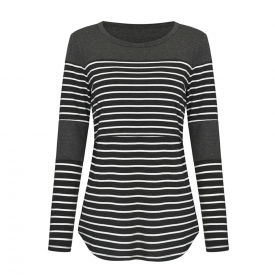 Pretty Striped Long-sleeve Nursing Top