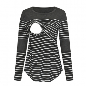Pretty Striped Long-sleeve Nursing Top