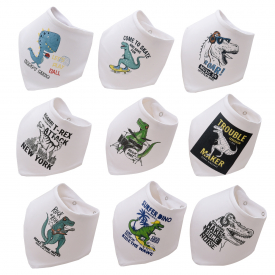9-pack Dino Print Bibs Set for Baby
