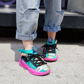 Cool Multi-color Asymmetric Design Sneakers