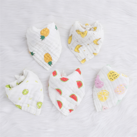 5-pack Fruit Print Bibs Set