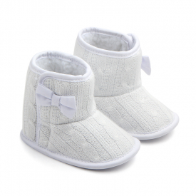 Baby / Toddler Girl Solid Bowknot Decor Knitted Furry Shoes
