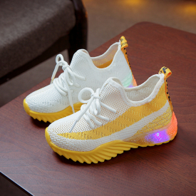 Toddler Boy / Girl Colorblock Flyknit LED Athletic Shoes