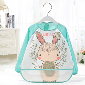 Waterproof Bunny Print Long-sleeve Baby Bib
