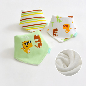 3-pack Dino Print Cotton Bibs