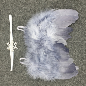 Snowflake Decor Baby Photography Prop Wing and Headband Set