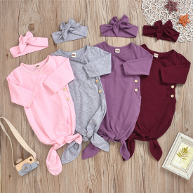 Solid Long-sleeve Sleeping Bag and Headband Set