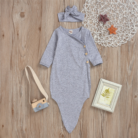 Solid Long-sleeve Sleeping Bag and Headband Set