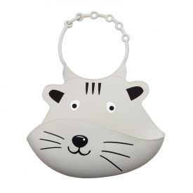 1-pack Cartoon Animal Design Silicone Bib