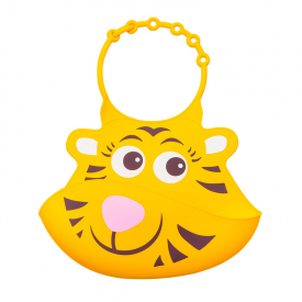 1-pack Cartoon Animal Design Silicone Bib
