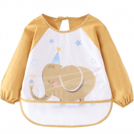 Waterproof Elephant Print Long-sleeve Baby Bib