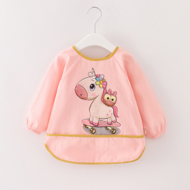 Waterproof Unicorn Print Long-sleeve Baby Bib