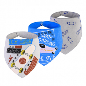 3-pack Skateboard Print Bibs
