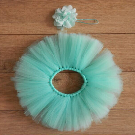 2-piece Floral Decor Baby Photography Prop Tutu Skirt and Headband Set