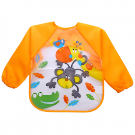 Baby Cartoon Print Long-sleeve Waterproof Bib