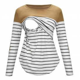 Casual Striped Long-sleeve Nursing Top