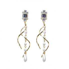 Pearl Crystal Tassel Earrings