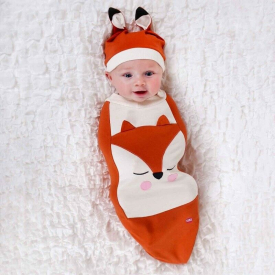 2-piece Fox Print Sleeping Bag and Hat Set