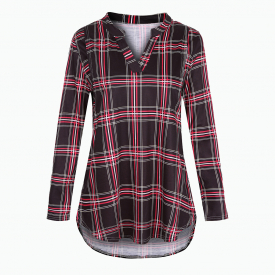 Casual Plaid Long-sleeve Nursing Top