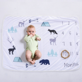 Baby Animal Plant Print Milestone Blanket Photography Props