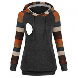 Casual Printed Long-sleeve Nursing Hoodie