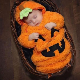 Halloween Pumpkin Print Cotton Baby Long-sleeve Sleeping Bag Blanket