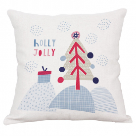 Christmas&Happy New Year Freehand Sketch Patterns Blend Printed Pillowcase