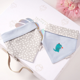 2-piece Cartoon Dinosaur Print Softness Cotton Baby Bibs