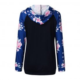 Stylish Floral Print Long-sleeve Nursing Hoodie