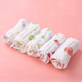 5-piece Cartoon Print Cotton Lovely Softness Waterproof Baby Towel