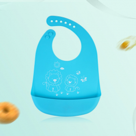 Cartoon Lion Print Silica Gel Lovely Waterproof Baby Bibs