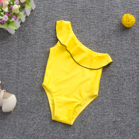 Baby / Toddler Girl Stylish One Shoulder Solid One-piece Swimsuit