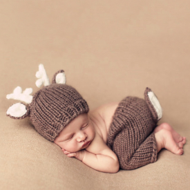 2-piece Sika Deer Design Baby Photography Prop Hat and Pants Set