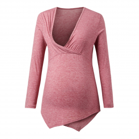 Casual Solid Long-sleeve Nursing Tee