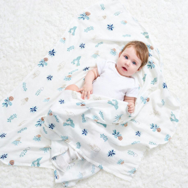 Soft Floral Print Double Layer Baby Blanket