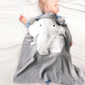 Elephant Design Cartoon Kintted Baby Swaddle Blanket