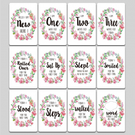 12-pack Reusable Letter Print Photo Baby Monthly Milestone Stickers