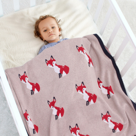 Fox Print Cotton Baby Kintted Swaddle Blanket
