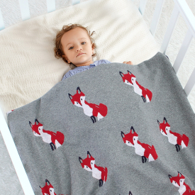 Fox Print Cotton Baby Kintted Swaddle Blanket