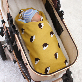Lovely Hedgehog Print Cotton Baby Swaddle Blanket
