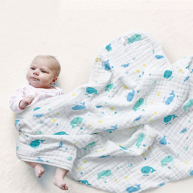 Whale Design Cartoon Kintted Cotton Baby Swaddle Blanket