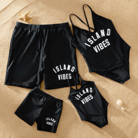 Trendy Sport Letter Print Matching Swimsuits