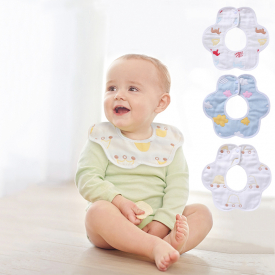 3-piece Baby Detachable Cotton Waterproof Cartoon Print Bib